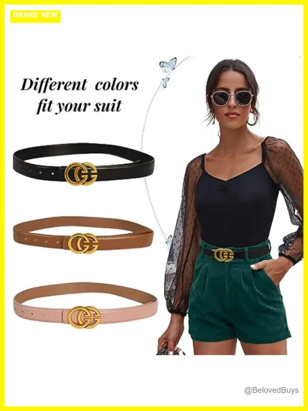 Women's Classic Metal Buckle Faux Leather Waist Belt for Jeans or Dress